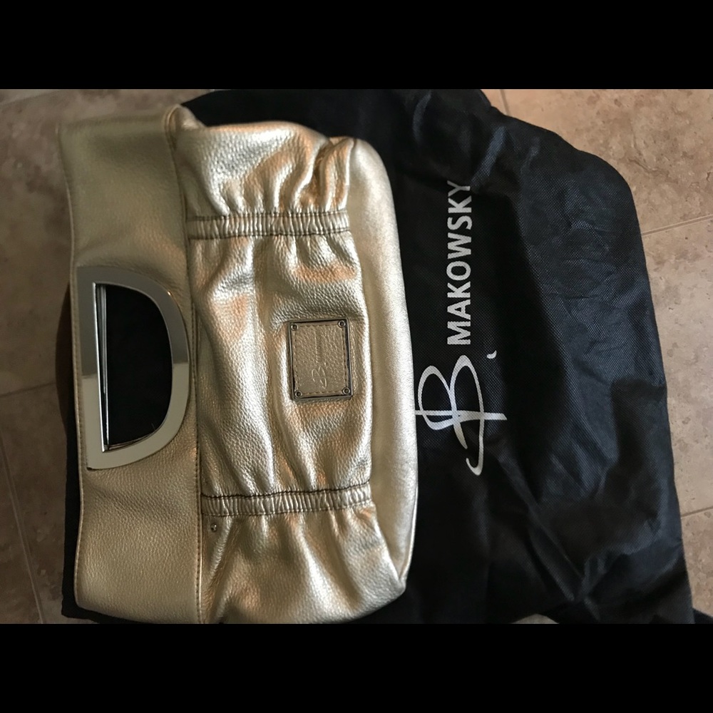 Gold leather bag b makowsky!